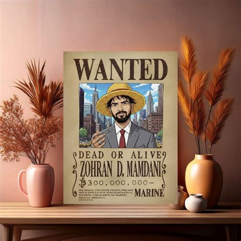 Zohran Mamdani Wanted Poster, NYC Mayor Anime Art