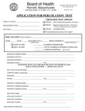 Fillable Online Perc Test Application 5-6-15 Fax Email Print - pdfFiller