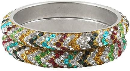 Buy DollsofIndia A Pair of Multicolor Stone Studded Bangles - Size - 2 ...