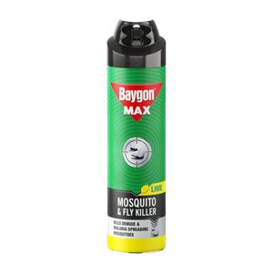 Baygon Max Mosquito & Fly Killer Spray, Lime, Kills Dengue Malaria ...