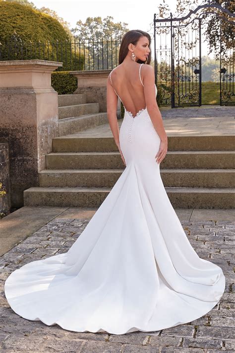 44329: Fit and Flare Gown with Beaded Spaghetti Straps and Low Back | Sincerity Bridal