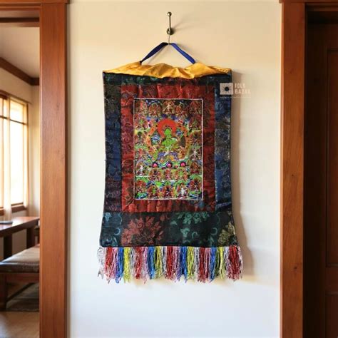 21 Green Tara - Brocade Computer Canvas Printed Thangka – Folk Bazar