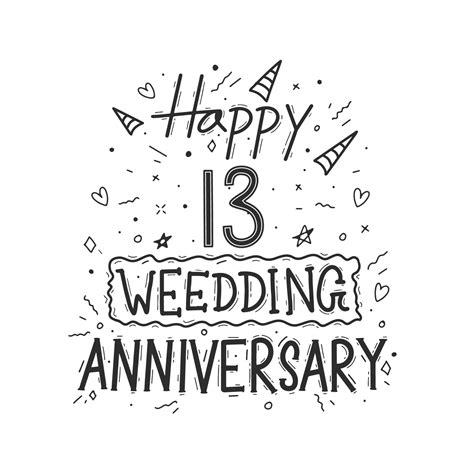 13 years anniversary celebration hand drawing typography design. Happy ...