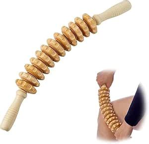 PARYAVARAN Wooden Massage Stick Wood Gua Sha Tools, 8 Beads Lymphatic ...