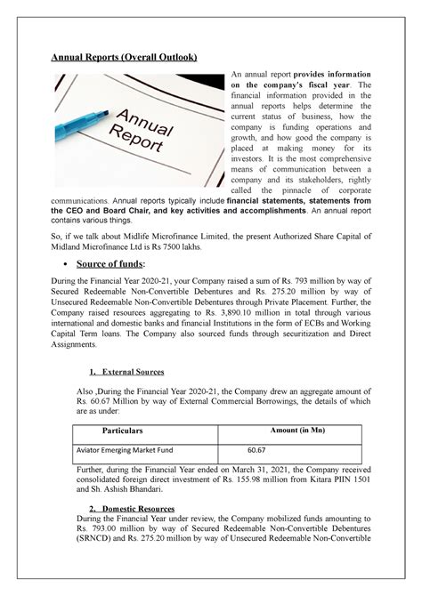 Annual Reports of microfinance - Annual Reports (Overall Outlook) An ...