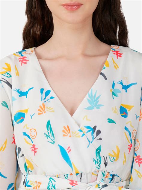 Misa Multicolored Origami Print Cloud Dancer Wrap Dress – Hauteque