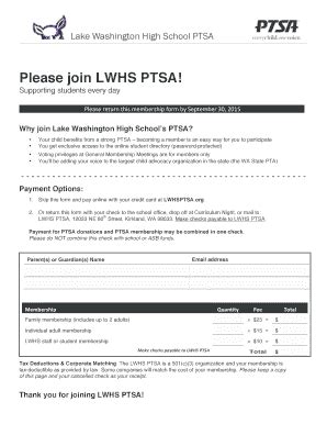 Fillable Online lwhsptsa PTSA Membership Fax Email Print - pdfFiller