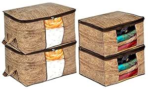 Kuber Industries Wooden Print 2 Piece Non Woven Saree Cover And 2 ...