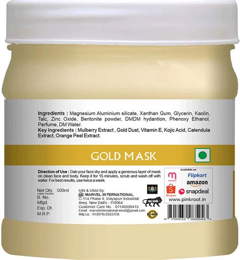 Buy PINK ROOT GOLD MASK ENRICHED WITH ORANGE PEEL & GOLD DUST 500GM ...