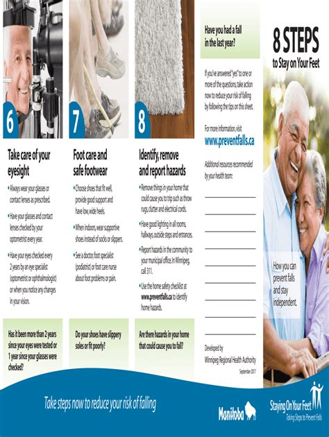 Fillable Online 8 Steps to Stay on Your Feet - Taking Steps to Prevent ...