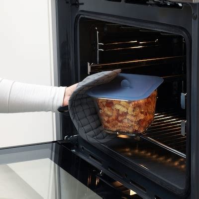 IKEA 365+ food container with lid, square glass/silicone, 1.2 l (41 oz ...