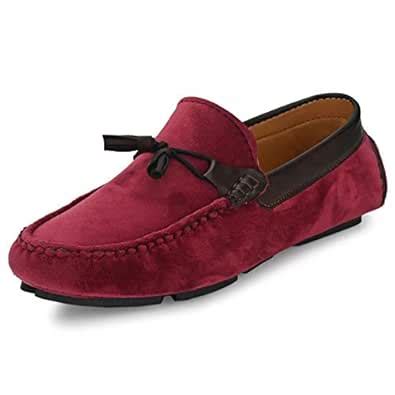 Buy Tapps® Men's Maroon Suede Leather Loafer Shoes (7) at Amazon.in