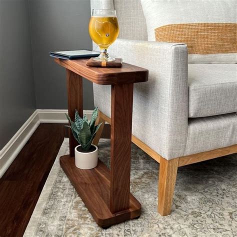 FURNITUREHUB Solid Sheesham Wood Side Table for Sofa & Bed | Narrow End ...