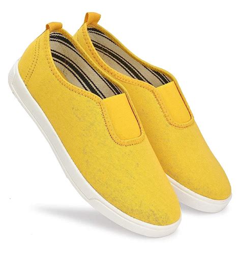 MACTREE Yellow Slip On Sneakers Casual Shoes for Men-10 : Amazon.in ...