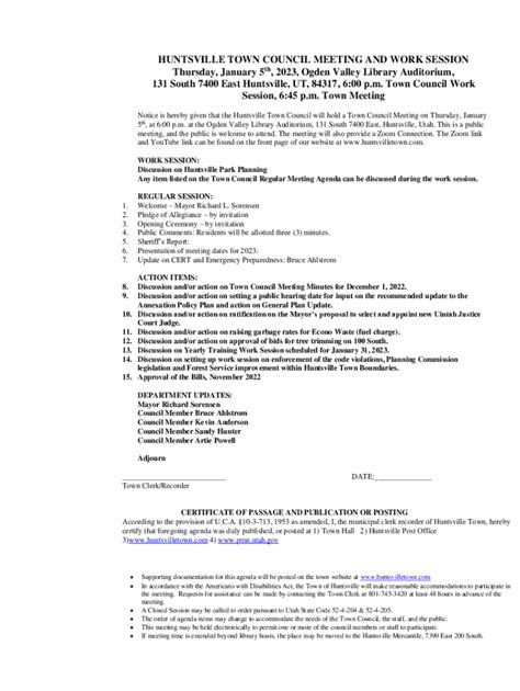 Fillable Online 131 South 7400 East Huntsville, UT, 84317, 6:00 p Fax ...