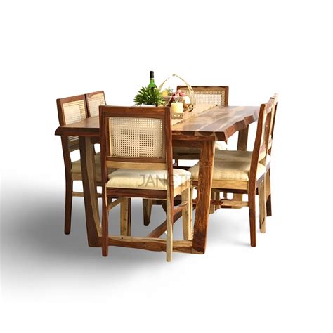 Rover Live edge Dining Table With Cane Weave Chairs