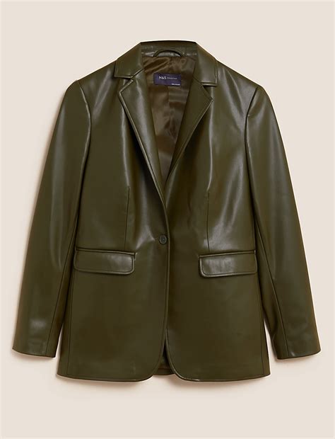 Buy Faux Leather Single Breasted Blazer at Marks & Spencer