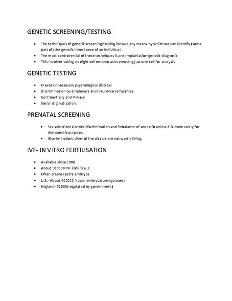 Genetic Screening - lecture notes - GENETIC SCREENING/TESTING The ...