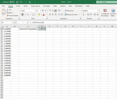 How to Find Sample Variance in Excel 的图像结果