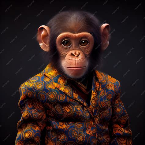A monkey wearing a suit that says'monkey'on it | Premium AI-generated image