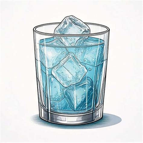 A drawing of a glass with ice cubes in it | Premium AI-generated vector