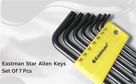Eastman 7Pcs Star Allen Key Set, Short Pattern, Chrome Vanadium Steel ...