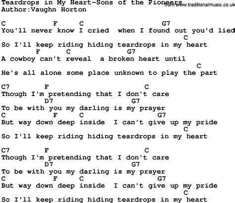 Country Music:Teardrops In My Heart-Sons Of The Pioneers Lyrics and Chords