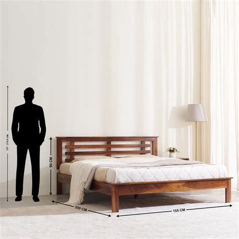Buy Helios Fleek Sheesham Wood Queen Bed - Honey Brown from Helios by ...