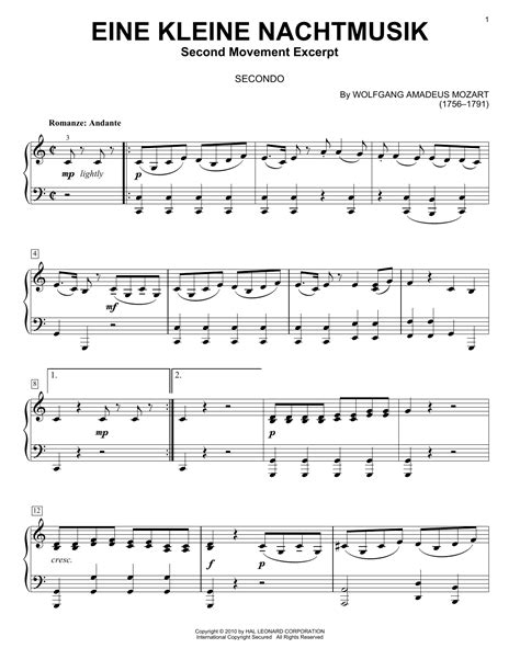 Eine Kleine Nachtmusik ("Romance"), Second Movement by Wolfgang Amadeus ...
