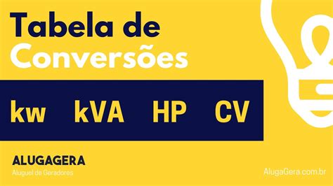Tabela de Conversão de Unidades: kW, kVA, CV, HP