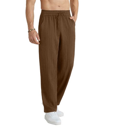 PUPIU Mens Elastic Waist Pants Drawstring Mens Lounge Pants with ...