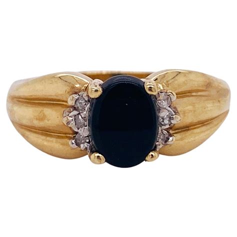 Bezel Oval Black Onyx Ring, 10k Yellow Gold, Ring, Simple Black Onyx ...