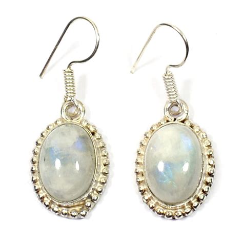Rainbow Moonstone Crystal Stone Oval Shape Earring – Reiki Crystal ...