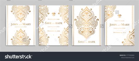 Wedding Invitation Card Luxury Gold Pattern Stock Vector (Royalty Free) 1777505093
