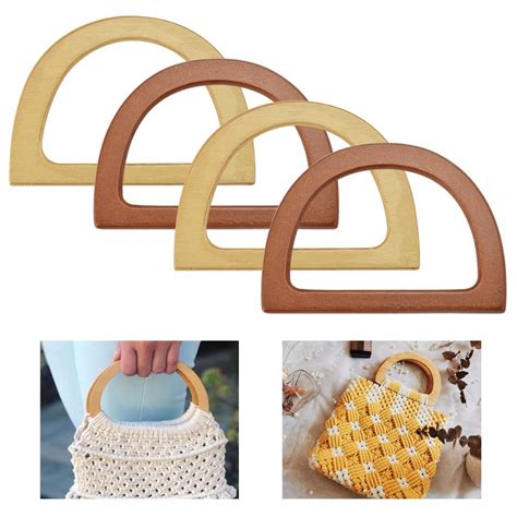 Excefore Wooden Bag Handles, 4 Pcs D Shaped Replacement Purse Handles ...