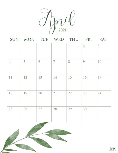 April 2021 Calendars - Free Printables | Printabulls
