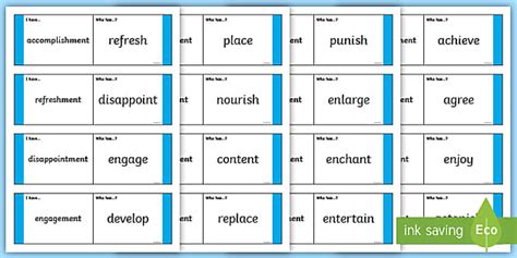 Suffix Loop Cards -ment