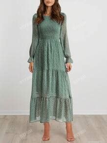 BTFBM Ditsy Floral Print Flare Sleeve Ruffle Hem Dress | SHEIN USA