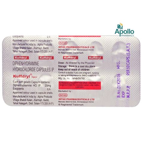 Kuffdryl Softgel Capsule 10's Price, Uses, Side Effects, Composition ...