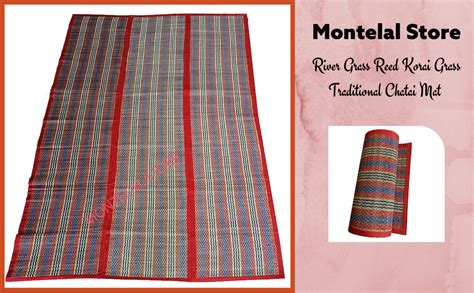 Montelal Store River Grass Reed Korai Grass Traditional Chatai Mat (Red ...