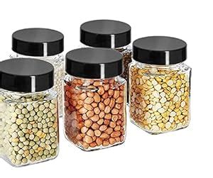 BREAZO Glass Square Clear Jars & Containers for Kitchen Pantry, Snacks ...