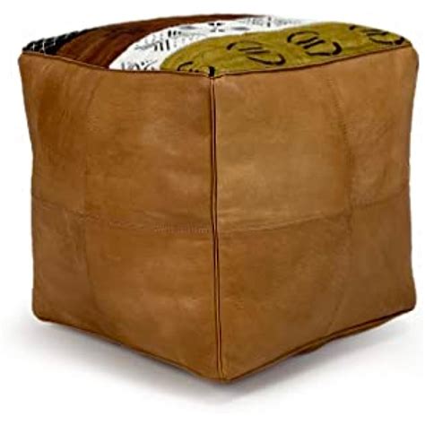 kechart - Square Leather Pouf, Moroccan Leather, | Ubuy India