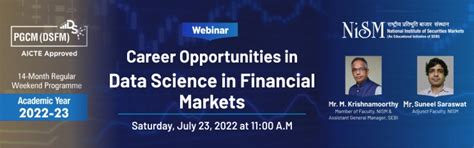 Webinar on-Career Opportunities in Data Science in Financial Markets ...