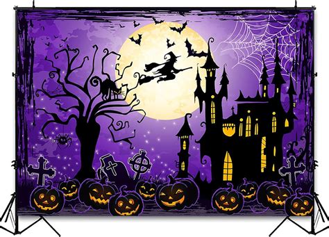 Buy Avezano Halloween Backdrops for Photography Purple Sky and Moon ...