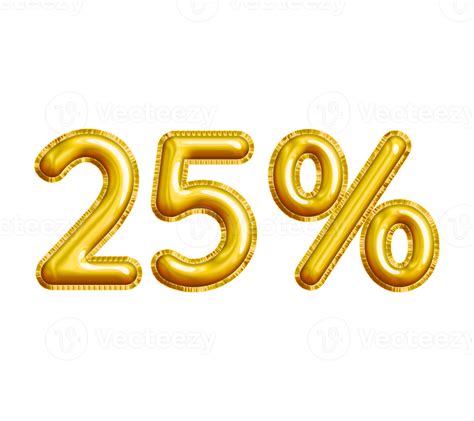 25 or Twenty-five Percent 3D Gold Balloon. You can use this asset for your content Marketing ...