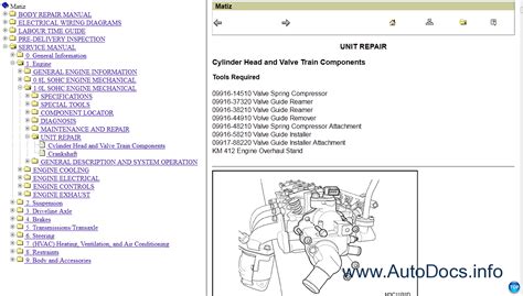 Chevrolet Matiz/Spark Service Manual 2009-2010 repair manual Order ...