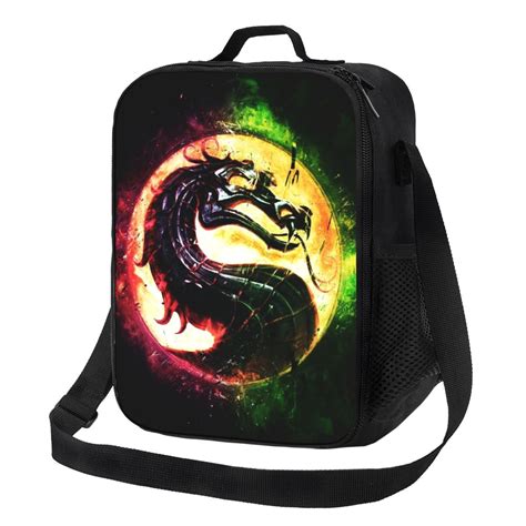 Mortal Kombat Logo Portable Lunch Bag Tote Bento Bag Insulated Cooler ...