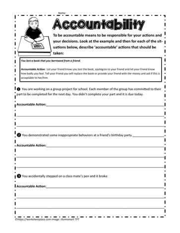 Image result for Accountability in Recovery Worksheets