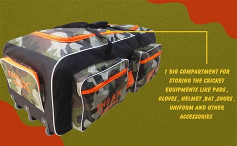 THRAX Super Pack Wheel Cricket Kit Bag Army Color : Amazon.in: Sports ...