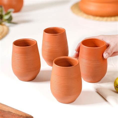 Ring Textured Terracotta Tumblers Set Of 4 400ml Online - Premium ...